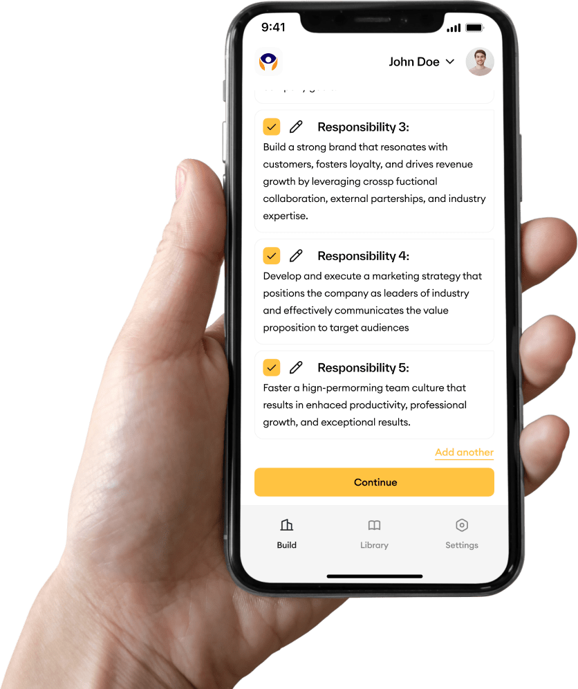 Mobile view of PropulsionAI's job description platform, which is seen as more effective compared to SHRM templates by enhancing consistency, performance management, and recruitment of top talent.